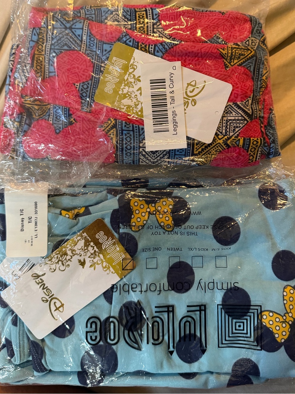 NWT~ 2 Pair LuLaRoe x Disney Tall & Curvy Minnie n Mickie Leggings  (fits L-2x)